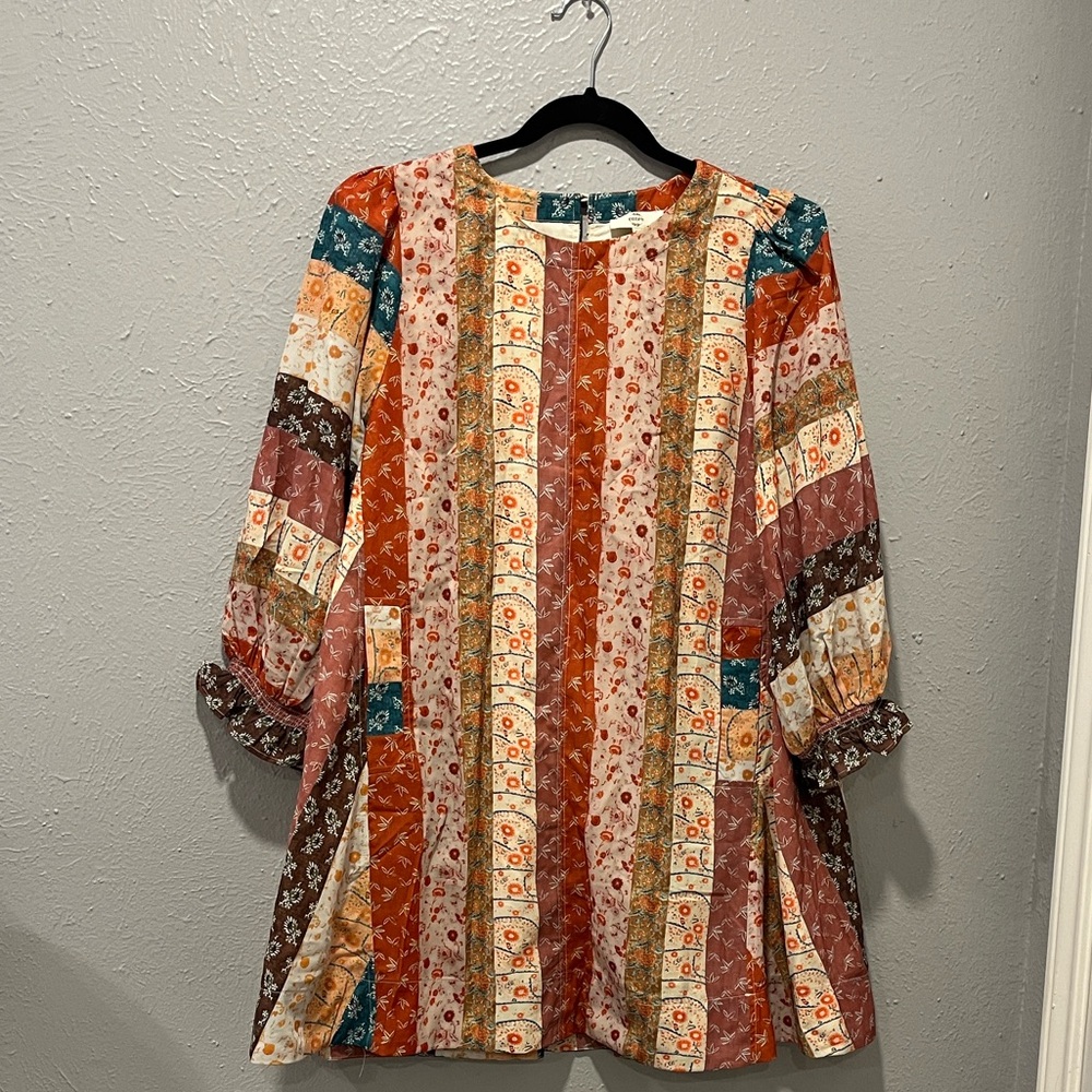 NWT Entro Multicolor Patchwork Mini Dress